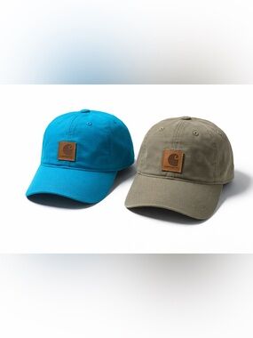 Carhartt Canvas Dad Hat Cap Bundle Blue & Tan OS Adjustable Streetwear Workwear